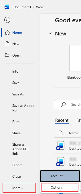 Save As browse window in Word